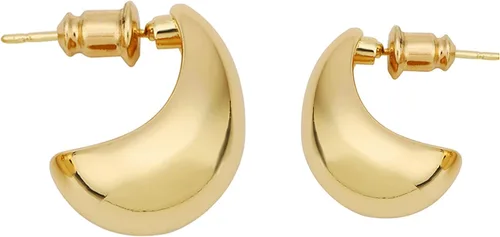 Vista 2 de 14K Gold Plated Chunky Gold Hoop Drop Earrings Small Thick Waterdrop Hoops Post Dome Huggie Earrings Hypoallergenic Trendy Jewelry for Women