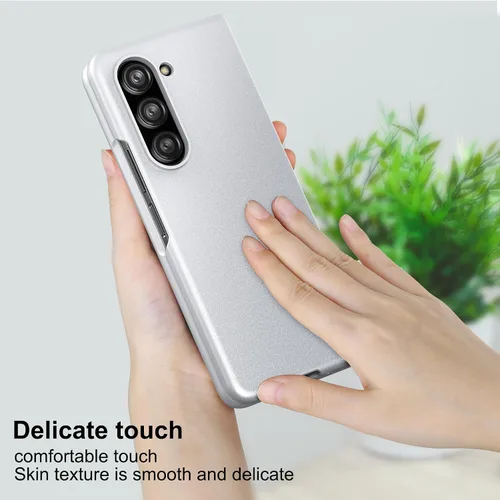 Vista 6 de Funda delgada para Galaxy Z Fold 5, [película de pantalla frontal dura transparente incorporada + parte trasera de policarbonato duro]