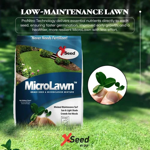 Vista 4 de X-Seed Microlawn - Mezcla de semillas de césped y microtrébol: césped denso autoalimentable, sol y sombra, elimina las malas hierbas, alto tráfico