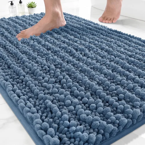Vista 18 de Yimobra Alfombras de Baño Antideslizantes Lavables - Alfombra de Baño de Chenilla Ultra Suave Absorbente, Alfombra Peluda de Secado Rápido para Negro