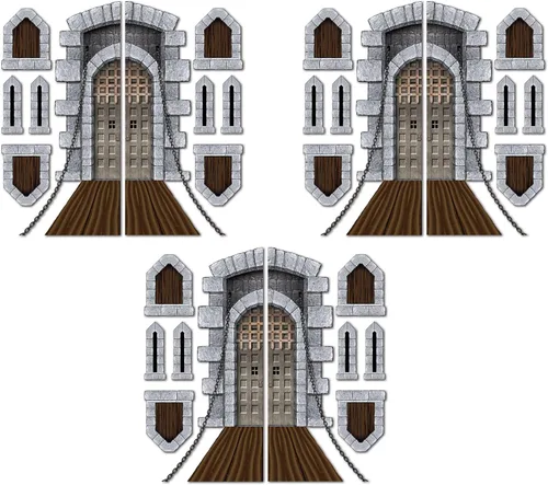 Vista 8 de Beistle 18 piezas de accesorios para puertas y ventanas de castillo, de 16 a 64 pulgadas, decoración medieval de plástico impreso para fiestas