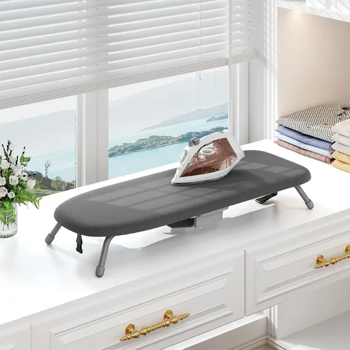 Vista 6 de Kingboard Tabla de planchar pequeña con soporte para plancha, tabla de planchar de mesa con 2 fundas resistentes al calor, tabla de planchar