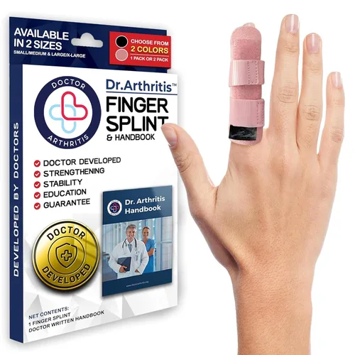 Vista 10 de Dr. Arthritis Doctor Developed - Férula para dedos acolchada para enderezar (negro, S/M, paquete de 2)