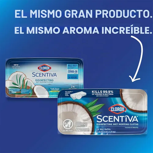 Vista 2 de Clorox - 32034 Scentiva desinfectando telas de trapeador mojado, blanco