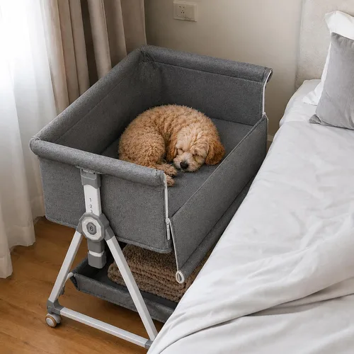Vista 6 de Bedside Cosleeper - Cama elevada para perros de 27 a 32 pulgadas de altura ajustable, extensión de cama para perro para cama humana
