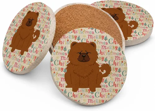 Vista 149 de Abyssinian Sand Terrier Merry Christmas - Posavasos grandes de piedra arenisca (4 unidades)