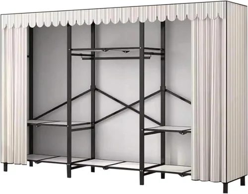 Vista 15 de large closets Folding Closet with Cloth Cover Clothes Closet Portable Wardrobe Closet Metal Iron Frame Closets for Bedroom Large Closet Space-saving