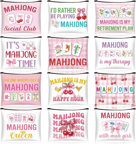 Vista 14 de 16 bolsas de maquillaje Mahjong para regalo de mujer, estilos 2
