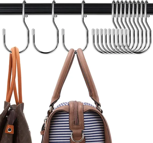 Vista 8 de Ganchos para colgar bolsos en el armario, gancho de bolsa con diseño único de torsión, ganchos para varilla de armario de 12.7 cm de gran