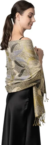 Vista 6 de Achillea Bufanda suave y sedosa de cachemira multicolor pashmina de doble capa