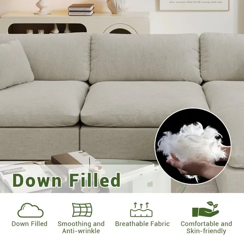 Vista 3 de Cloud Sofá Seccional Modular, Sofá de 2 Asientos con Relleno de Plumón 78.6" Sofá Minimalista, Funda Lavable y Reemplazable Sofás para Sala
