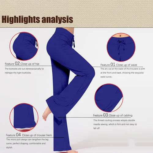 Vista 3 de Pantalones de mujer 2023 moda de verano elegantes casuales ajustados acampanados pantalones de yoga pantalones de entrenamiento de cintura alta