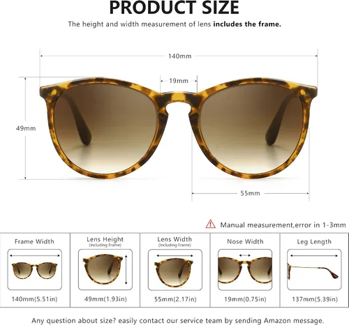 Vista 5 de SUNGAIT Gafas de sol redondas vintage para mujeres y hombres, estilo clásico retro