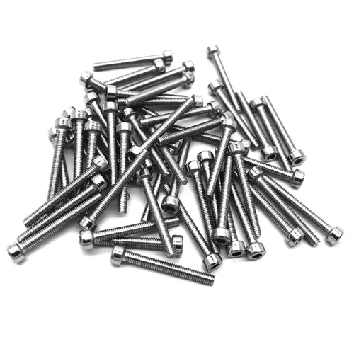 Vista 6 de Tornillos de cabeza hexagonal M3 x 0.236 in, rosca completa, superficie brillante, acero inoxidable, tornillos de cabeza hexagonal