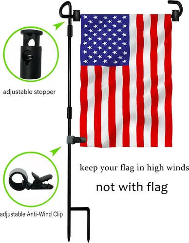 Vista 6 de Soporte para asta de bandera de jardín, banderas de jardín para exteriores con tapón de bandera y clip, pintura impermeable con recubrimiento