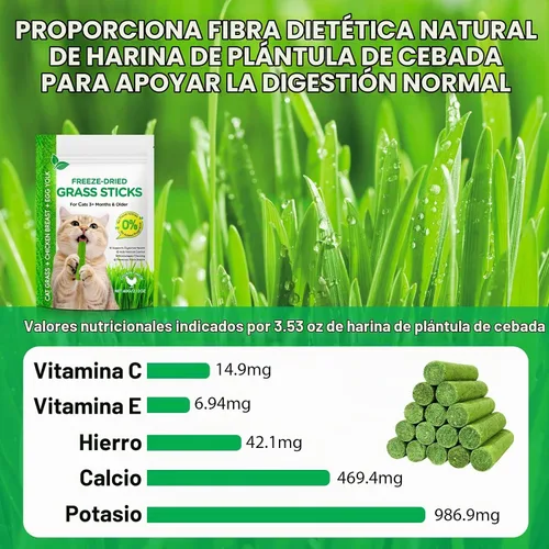 Vista 5 de ISUNRISE Palitos de hierba para gatos de 2.12 oz/2.12 onzas, deliciosas golosinas de hierba para gatos liofilizadas, comestibles, juguete