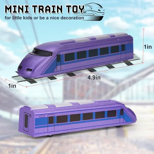 Vista 5 de Crelloci Tren bala de juguete de tracción de tren urbano de alta velocidad, locomotoras modernas para niños pequeños, paquete de 12