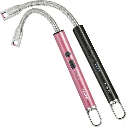 Vista 8 de TOMOLO Encendedor de velas eléctrico, encendedor de cuello largo y flexible con interruptor de seguridad, resistente al viento, de plasma, sin