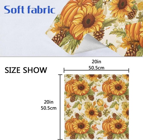 Vista 7 de MNSRUU Juego de 4 servilletas de tela para otoño, otoño, Acción de Gracias, calabaza, girasol, lavable, poliéster, cocina, servilletas de tela