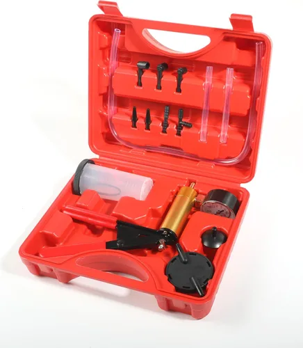 Vista 6 de ESEWALAS Kit de purga de frenos, kit de bomba de vacío de purga de frenos con adaptadores, accesorios de automóvil, kit de purga de líquido