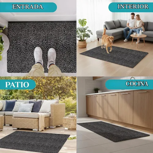 Vista 6 de Tapete de Puerta Interior de Microfibra Premium – 20"x30" Tapete de Entrada Lavable, Antideslizante, Respaldo Impermeable, Súper Absorbente, Tapete