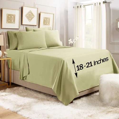 Vista 27 de Empyrean - Juego de 4 sábanas bajeras de bolsillo extra profundo de 110 GSM, juego de 4 sábanas de bolsillo extra profundo de 110 GSM, sábanas