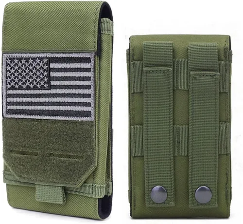Vista 9 de Funda táctica universal negra Molle impermeable para iPhone 13 Pro Max/12 Pro Max/11 Pro Max/XS Max Less 6.7 pulgadas