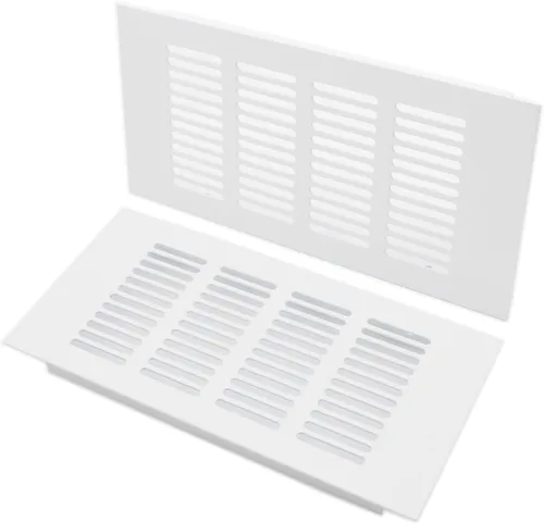 Vista 8 de 2 fundas para ventilación de aire, rejilla de ventilación de aleación de aluminio blanca rectangular, cubierta de rejilla de metal para armario