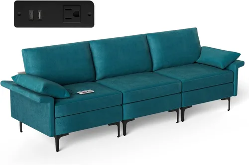 Vista 9 de Giantex Juego de 2 sofás individuales, silla decorativa, con cómodo cojín de 5 pulgadas, reposabrazos con cremallera, patas de acero, sillón de sala
