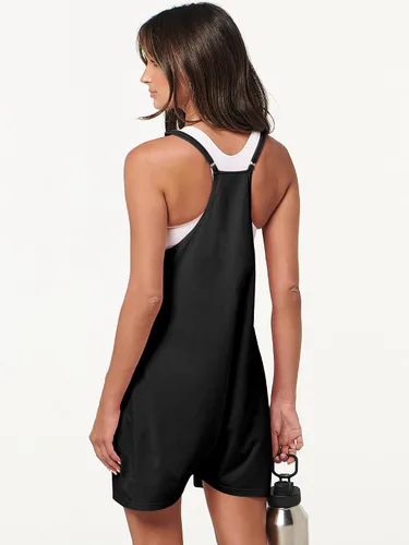Vista 6 de ANRABESS Overol de verano para mujer, casual, holgado, sin mangas, con tirantes delgados, pantalones cortos, overol 2025 para vacaciones en la playa
