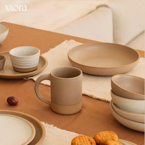 Vista 8 de MORA Juego de 4 platos medianos de cerámica para pasta/cuencos anchos de cerámica de 30 onzas, aptos para microondas, horno y lavavajillas, cosecha