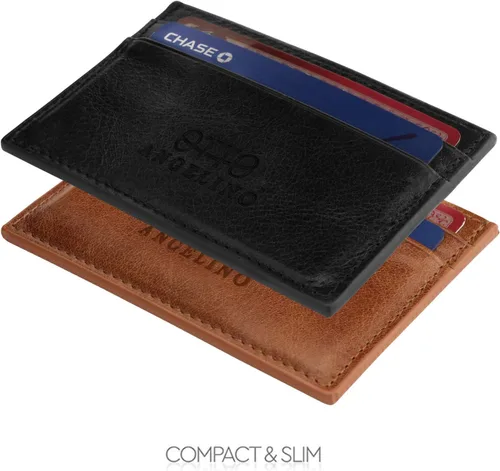 Vista 4 de Cartera de piel auténtica para tarjetero, tarjetas bancarias, dinero, licencia de conducir, bloqueo RFID, unisex
