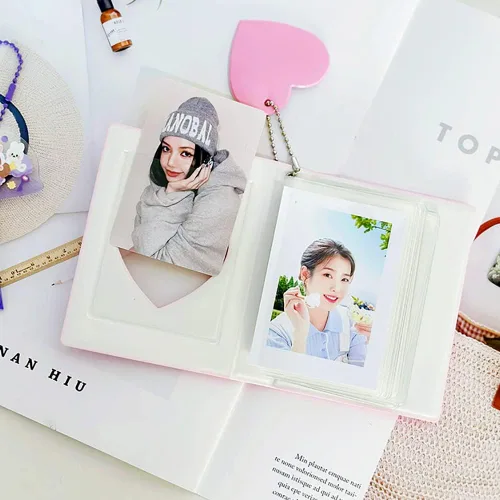 Vista 2 de Paquete de 2 portatarjetas de fotos de 3 pulgadas, álbum de tarjetas fotográficas, mini carpeta de tarjetas fotográficas pequeñas, libro de tarjetas