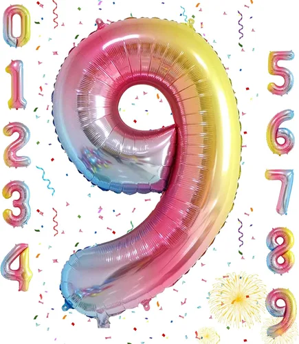 Vista 26 de Globos grandes de 40 pulgadas de números del 0 al 9, globos numéricos para decoración de fiesta de cumpleaños, globos de helio de aluminio