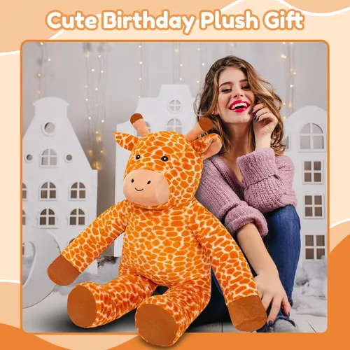 Vista 9 de SQEQE Peluche de jirafa grande de 39 pulgadas, jirafa de peluche gigante para niños y adultos, lindos peluches enormes para cumpleaños, Navidad