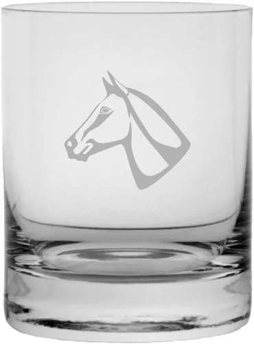 Vista 56 de Abaco Barb - Vaso de whisky con temática de caballo grabado (10.25 onzas)