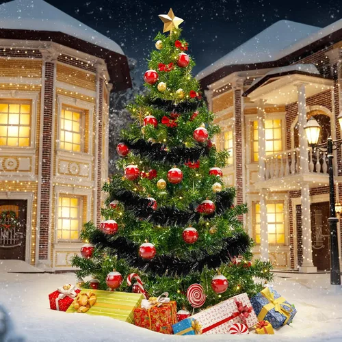 Vista 4 de Dingion - Guirnaldas de oropel de Navidad de 59 pies, guirnalda metálica con torsión colgante, adornos para árbol de Navidad, suministros