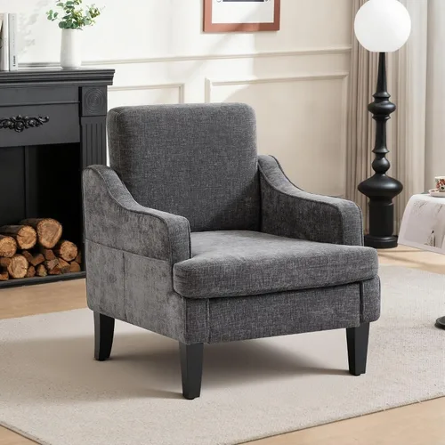 Vista 11 de Silla decorativa para sala de estar, sillón de mediados de siglo, sillas de sala de estar, silla de lectura tapizada para dormitorio, sofá Beige