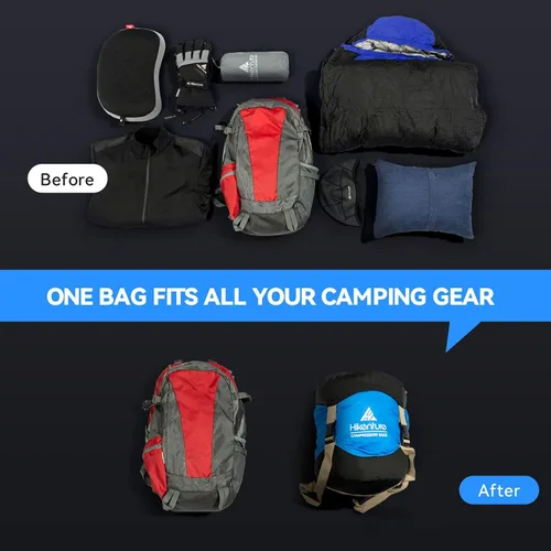 Vista 3 de Hikenture Saco de compresión para saco de dormir, saco de cosas mejorado de nylon resistente a desgarros, saco de compresión de 10L/14L/20L/30L