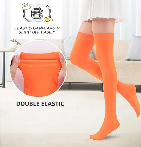 Vista 7 de AGITATESAND Calcetines altos hasta el muslo extra largos para mujer por encima de la rodilla calcetines opacos para uso diario