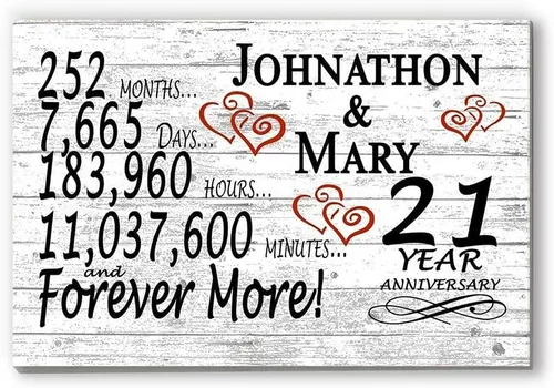 Vista 13 de Letrero personalizado de aniversario de 1 año, regalo de primer aniversario de boda, regalo para días de pareja, minutos, años, madera maciza, 16.5