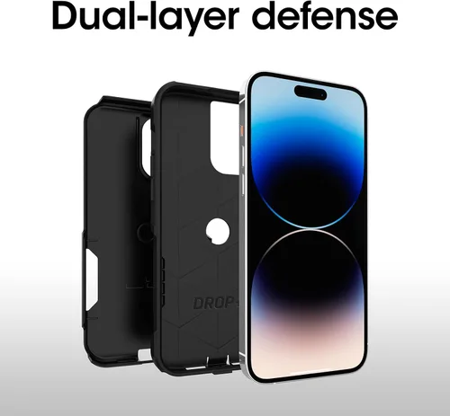 Vista 3 de OtterBox Funda para iPhone 14 Pro Max Commuter Series, negra, delgada y resistente, apta para bolsillo, con protección de puerto