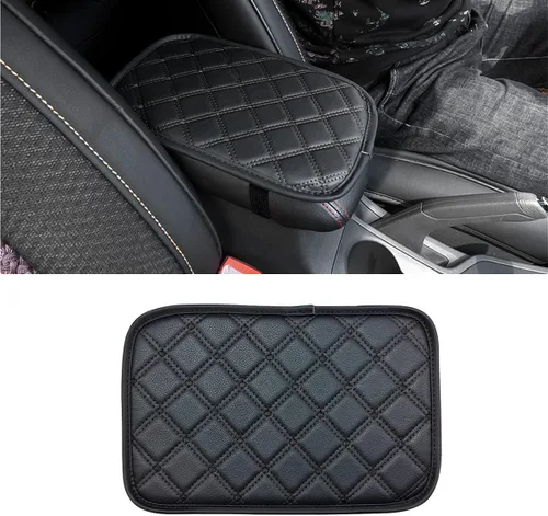 Vista 19 de 8sanlione - Tapete de almacenamiento para reposabrazos de automóvil, funda de cuero de fibra para consola central de automóvil, accesorios para Beige