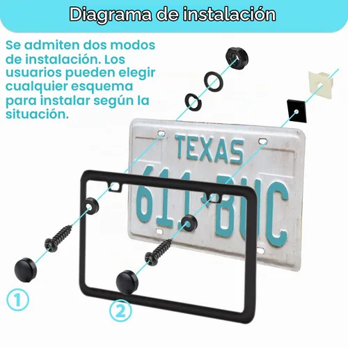 Vista 2 de Kit de tornillos antirrobo negros para matrícula, tornillos a prueba de manipulaciones para placa de matrícula, pernos de acero inoxidable 304