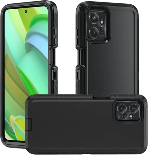 Vista 10 de Funda para Moto G Power 2021, Motorola G Power 2021, resistente a prueba de golpes, protección a prueba de polvo, 3 en 1, funda protectora Negro