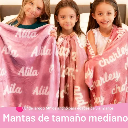 Vista 3 de DayOfShe Mantas personalizadas con nombre para niñas y niños, manta de baby shower, regalos personalizados con nombre para adolescentes, niñas