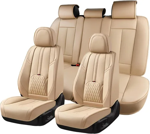 Vista 11 de Coverado Funda de asiento de automóvil, funda de asiento delantero para automóvil, protector de asiento de automóvil de cuero impermeable, fundas