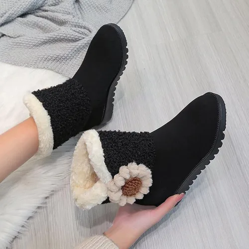 Vista 2 de Botas de nieve para mujer, de forro polar, de gamuza, de invierno, botines de tacón bajo, botas de vaquera, botas de trabajo, botas de vaquero