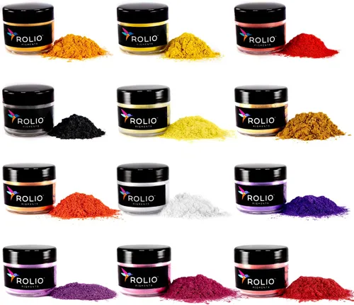 Vista 12 de Rolio Pigmento de color nacarado en polvo de mica de alta calidad, juego de arte para resina epoxi, para fabricación de jabón, esmalte de uñas