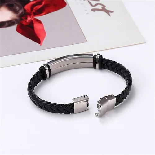 Vista 5 de ZKXXJ Shema Israel - Pulsera de oración para hombres y mujeres, pulsera de cuero trenzado de acero inoxidable con bendición judía hebrea Sh'ma Shema
